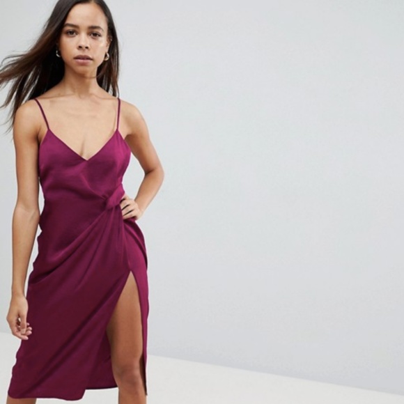 ASOS Dresses & Skirts - ASOS Petite Hammered Satin Slit Midi Dress